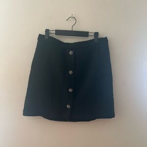 H&M Black Mini Skirt with Button Detail